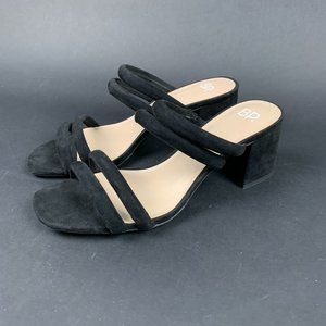 BP Lucia Strappy Sandal Block Heel Faux Suede
